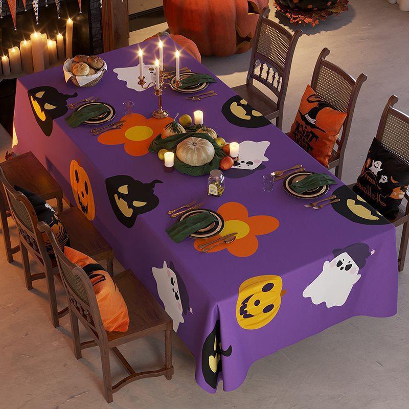 Halloween Tablecloth Decorative Cover Party Table Setting Pumpkin Spider Theme Festive Background