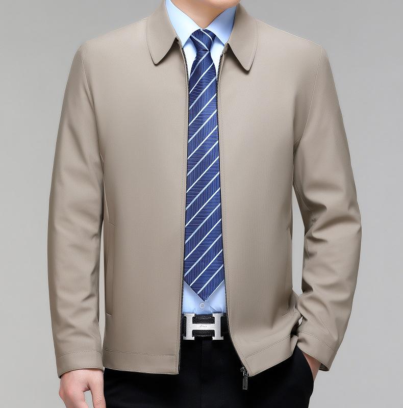 2024 Spring Business Casual Turn-Down Collar Jacket for Middle-Aged Men