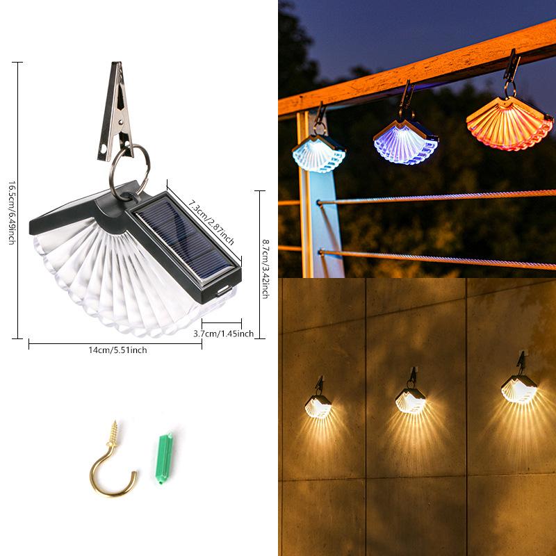 

Наружный солнечный свет во дворе, водонепроницаемый ландшафт, небольшой ночник, расположение атмосферного освещения, зажим для украшения террасы, подвесной светильник веерообразной формы Solar pendant lamp
