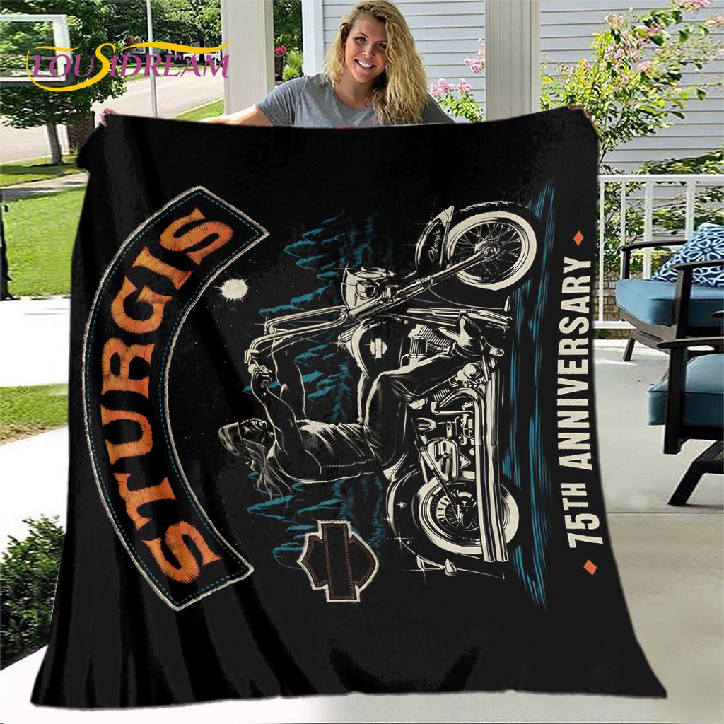 3D Retro Vintage Motorcycle Soft Plush Blanket,Flannel Blanket Throw Blanket for Living Room Bedroom Bed Sofa Picnic Cover Gift