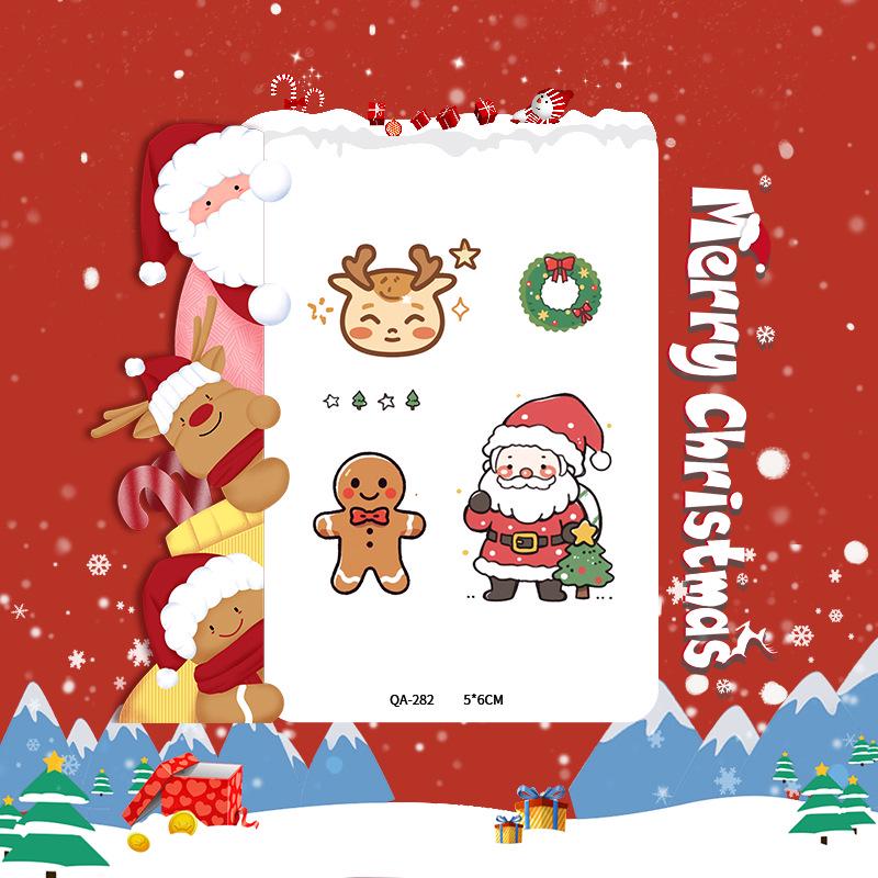 Popular Cartoon Christmas Temporary Tattoos for Kids - Cute Santa and Snowman Sticker Set