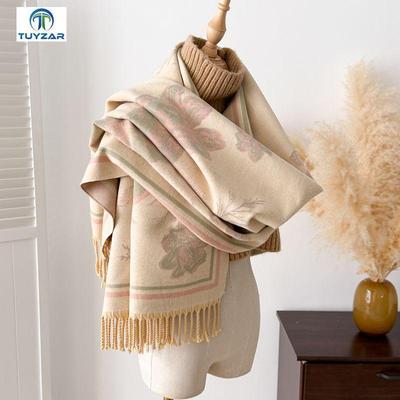 Eleganter Ethno-Stil Doppelseitiger Kaschmir-Feeling Schal für Damen - Warm, Dick Herbst Winter Snood Schal