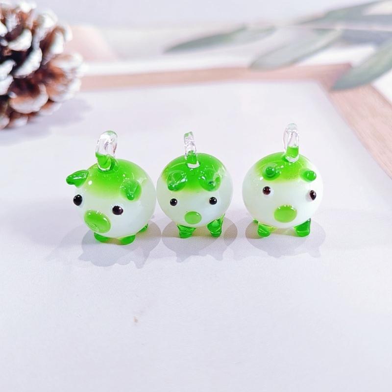 Glass Pigs Pendant Crystal Glass Animal Pigs Charm Cartoon Pig Hanging Charms for DIY Jewelry Keychain Chokers Making