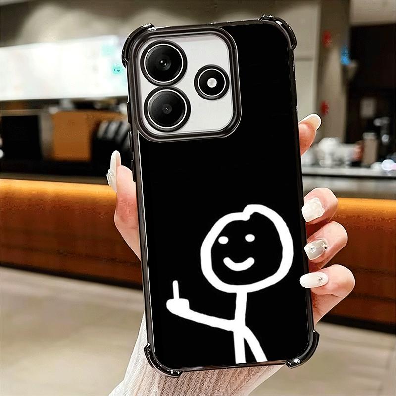 Funny Stickman Matchman Plating Phone Case For Xiaomi Redmi Note 14 15 Pro Plus 13 12 11 11S 11T 10 9S 9 5G Anti-Fall Airabag Co
