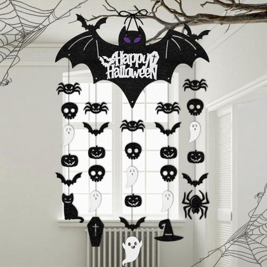 Halloween Black Bat Hanging Garland Decoration Spider Skull Ghost Pumpkin Ceiling Streamers for Outdoor Indoor Wall Door Room Decor
