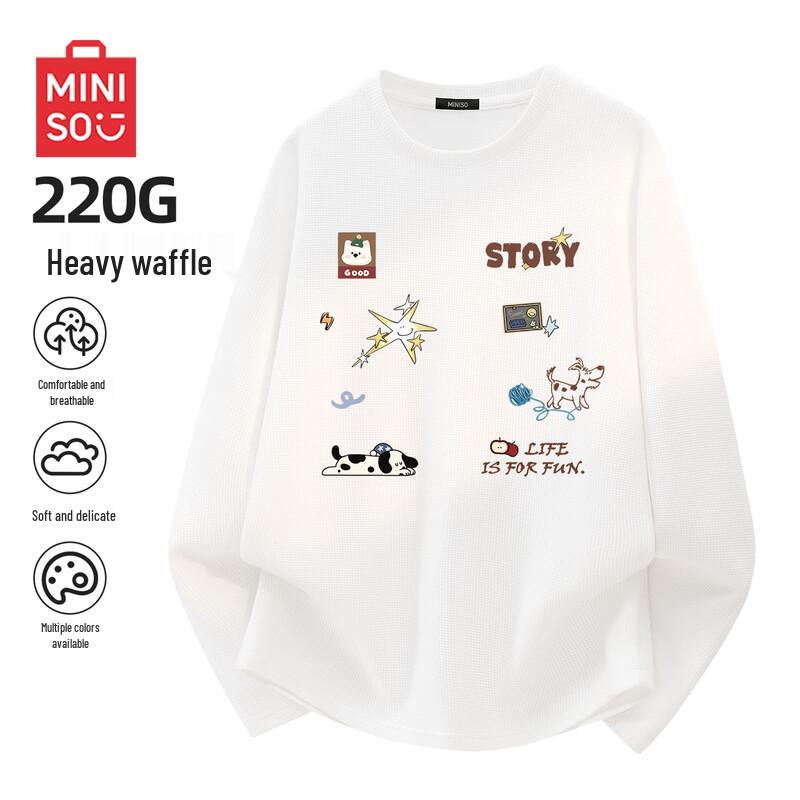 

MINISO Men s Premium Waffle Knit Long-Sleeve T-Shirt 3XL
