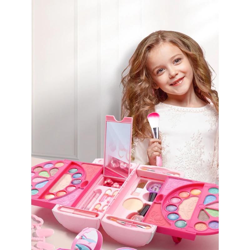 Kids Makeup Kit for Girls, 60 Pcs Little Girls Princess Toys Real Washable Pretend Play Cosmetic Beauty Makeup Set, Non-Toxic