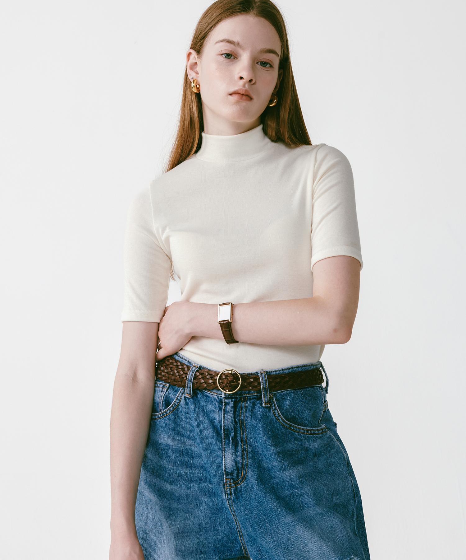 Rosiro Lossy Half Pola Knit [Cream] Free