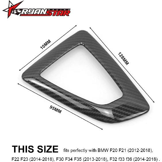RYANSTAR RACING Carbon Fiber Gear Shift Knob Panel Frame Cover Sticker Interior Trim Compatible with BMW F20 F21 F22 F23 F30 F34 F35 F32 F33 F36 1 2