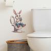 Funny Rabbit on Toilet Seat Sticker Bathroom Decor Removable Waterproof Decal