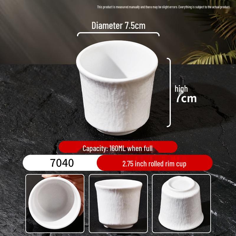 Melamine Porcelain-Style Rice Bowl & Dipping Sauce Dish Set