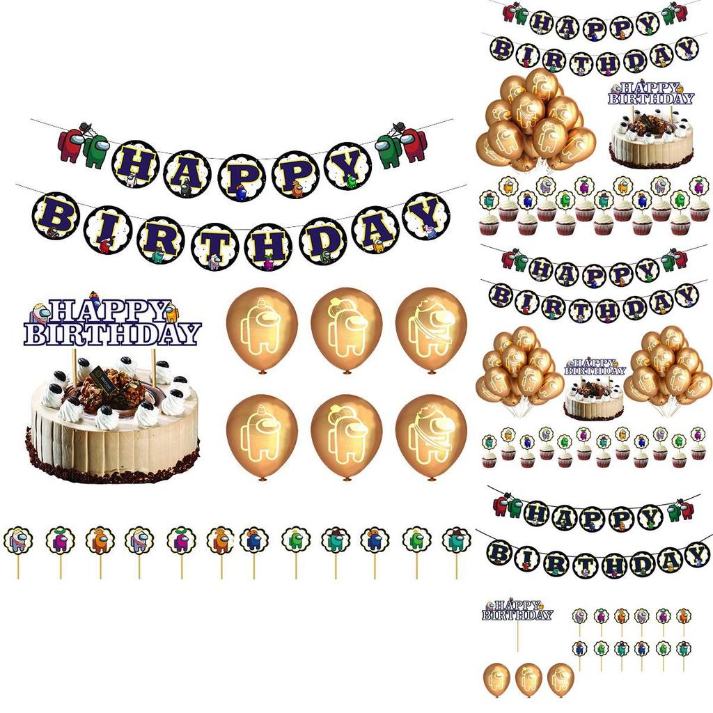 Party Birthday Theme Decor Suit Supplies Set Balloon Caketopper Banner