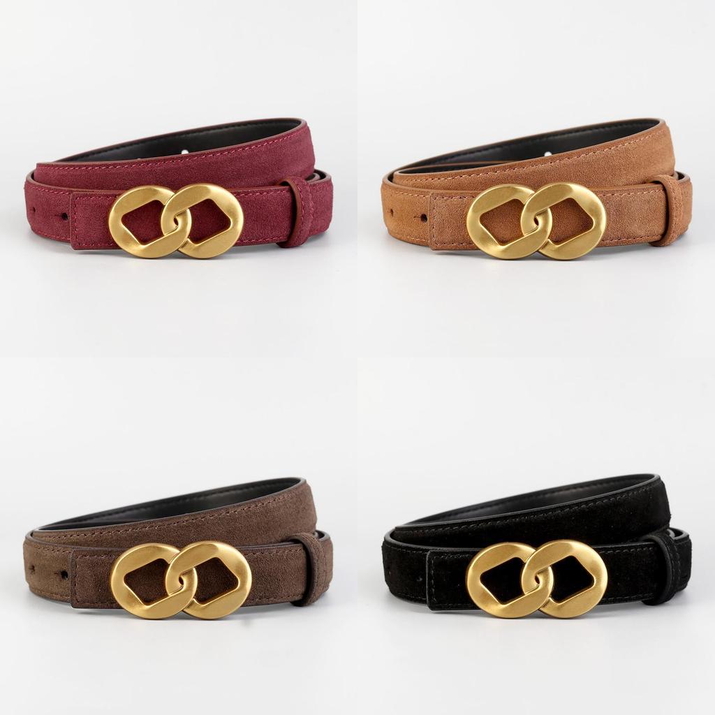 Genuine Twolayer Leather Belt For Women With Pin Buckle And Versatile Fashion Accessory