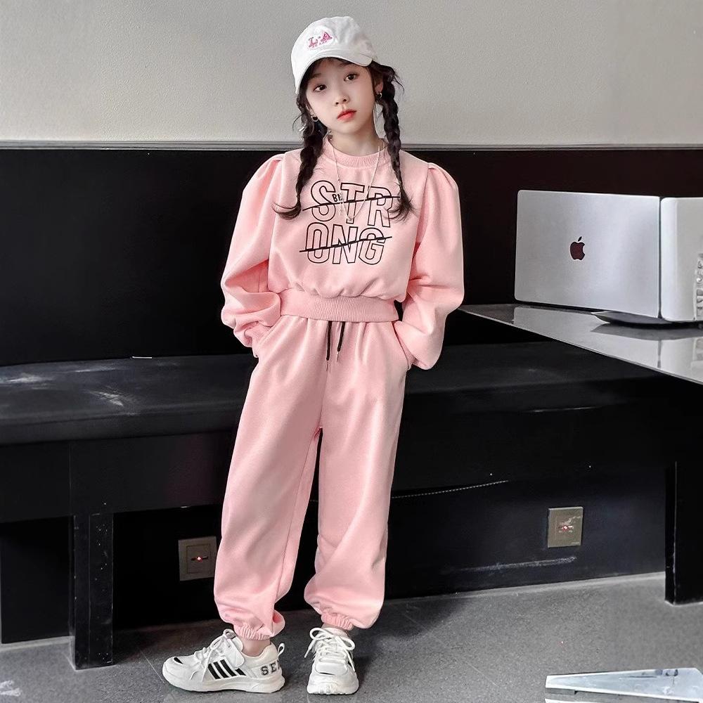 Stylish Children's Sweatshirt Sportsuit Autumn Collection Korean Style Girls Stylish Tracksuit Spring Autumn 2-Piece Set
