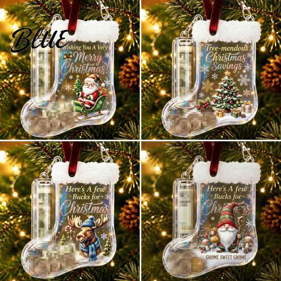 Christmas Party Gift for Friends Cash Stocking Money Holder Hanging Ornament Unique Acrylic Keepsake Ornament Xmas Tree Decoration Box