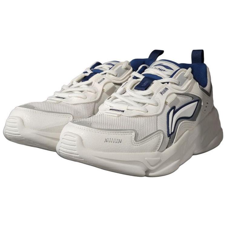 Li Ning Sports Series Fashion Trend Non-Slip Wear-Resistant Breathable Low-Top Casual Shoes Men Casual Shoes White Silver AGCU565-1