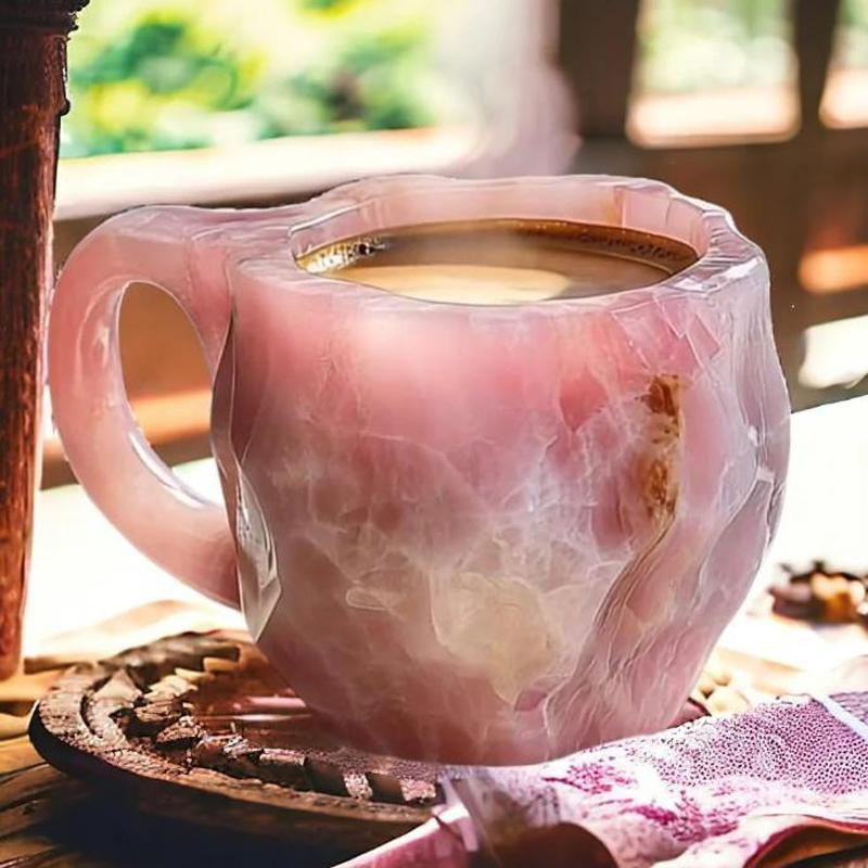 

1P Ручная работа Минеральная хрустальная кофейная чашка Элегантная кофейная чашка Прозрачная кофейная чашка розовый
