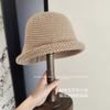 Korean version retro solid color wool hat women's warm and comfortable crimped knitted hat shows the face small thick wool bucket hat