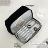 Solid Black Pen Bag Canvas Stationery Bag Portable Pencil Case  School Supplies