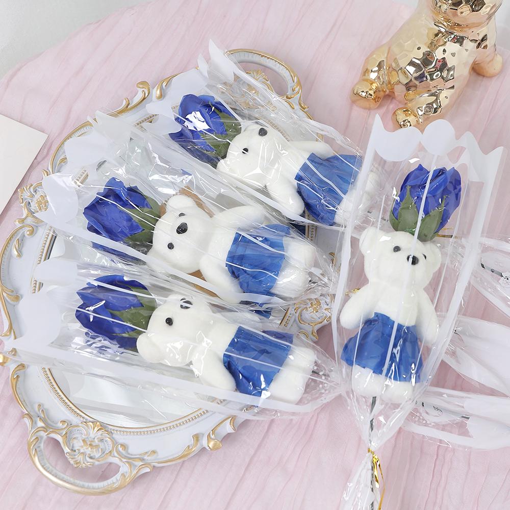 43cm Artificial Foam Bear Soap Rose Valentine's Day Gift Holding Bouquet Wedding Decoration Home Room Decor DIY Family Gathering