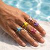 Taina Starfish Enamel Ring: European & American Beach Resort Style Jewelry