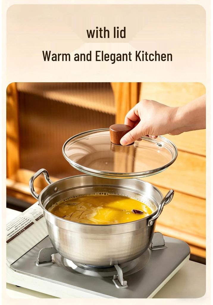Food-Grade Stainless Steel Hot Pot & Rice Cooker for Portable Stove - Outdoor Stew & Soup Pot