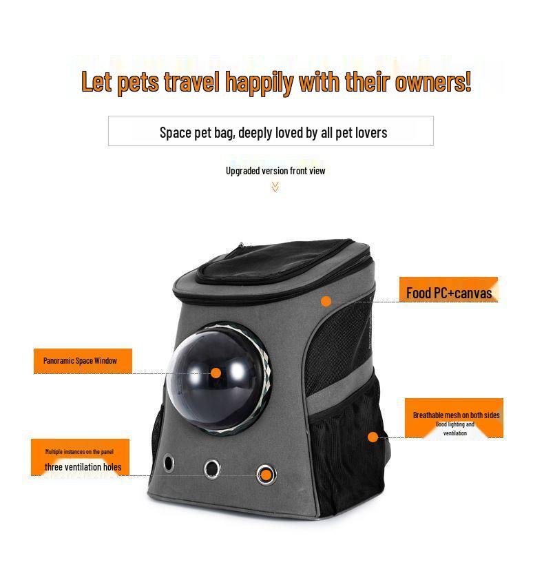 Breathable Double Shoulder Pet Backpack with Space Capsule Design