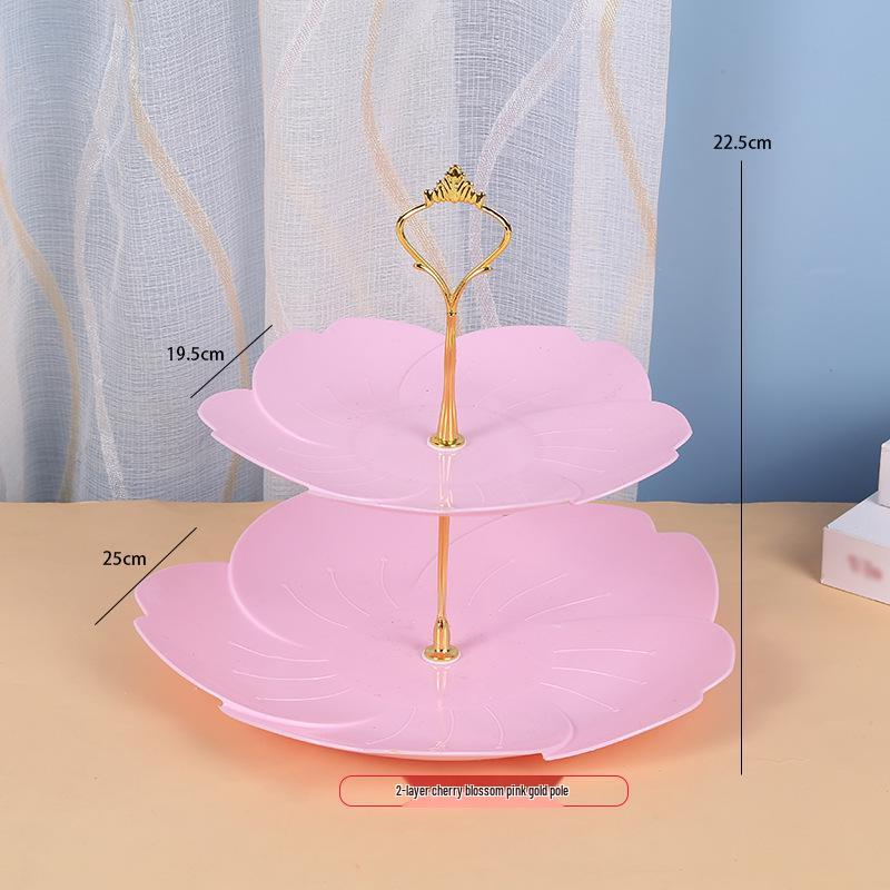 Trzypoziomowy europejski stojak na ciasto do popołudniowej herbaty - Kreatywna wielowarstwowa plastikowa taca na desery i talerz na owoce