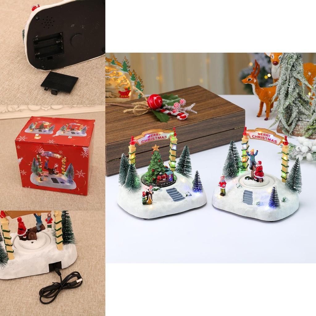 Resin Rotating Seesaw Music Box Snow Scene With Christmas Decor For Holiday Gifts And Ornament Display