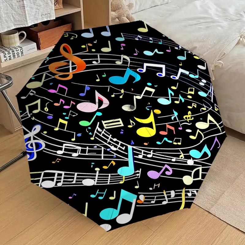 1PC music notes Umbrella-8-Rib Reinforced, Automatic Open, Lightweight & Durable, Cute Fashion Accessory for Outdoor, Beach or Casual Use, Beach Umbre