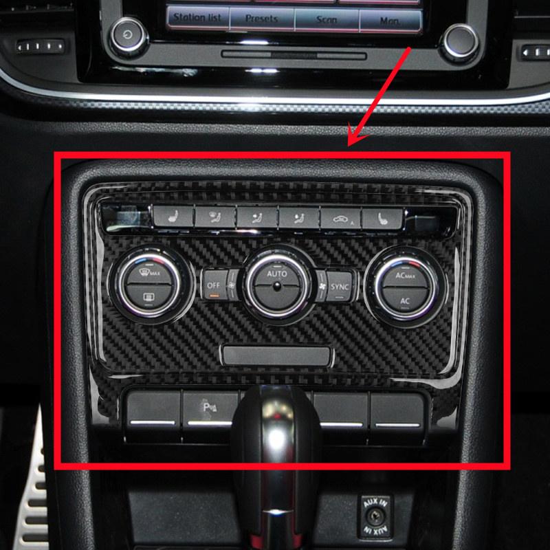 Carbon Fiber Car Center Console Air Conditioning CD Control Panel Cover Trim Strips Decoration Sticker For Volkswagen VW