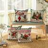 Christmas Theme Pillowcase Santa Claus Carriage Pillow Cover Suitable for Home Room Living Room Sofa Cushion Cover Gift