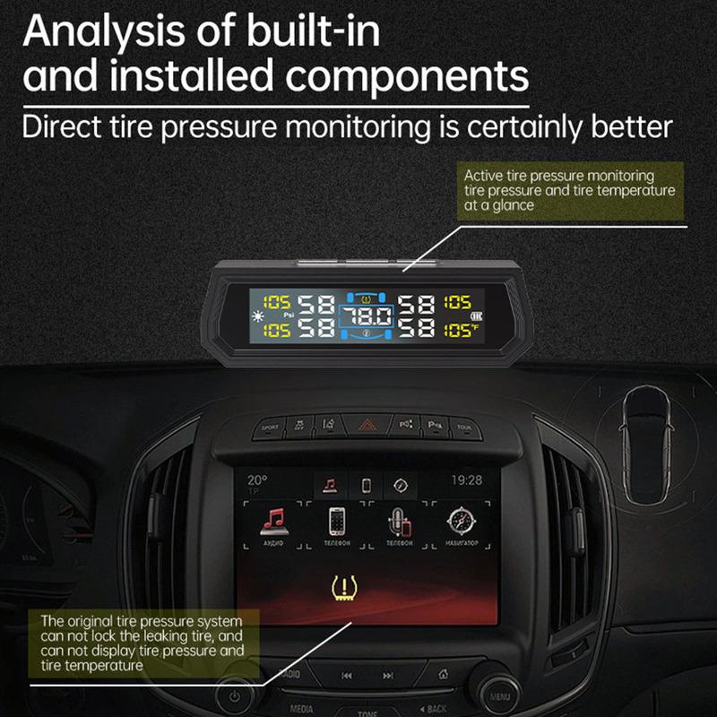 Solar Power With 4 External Sensors Auto Security Alarm Tire Pressure Monitoring System 2025 New TPMS