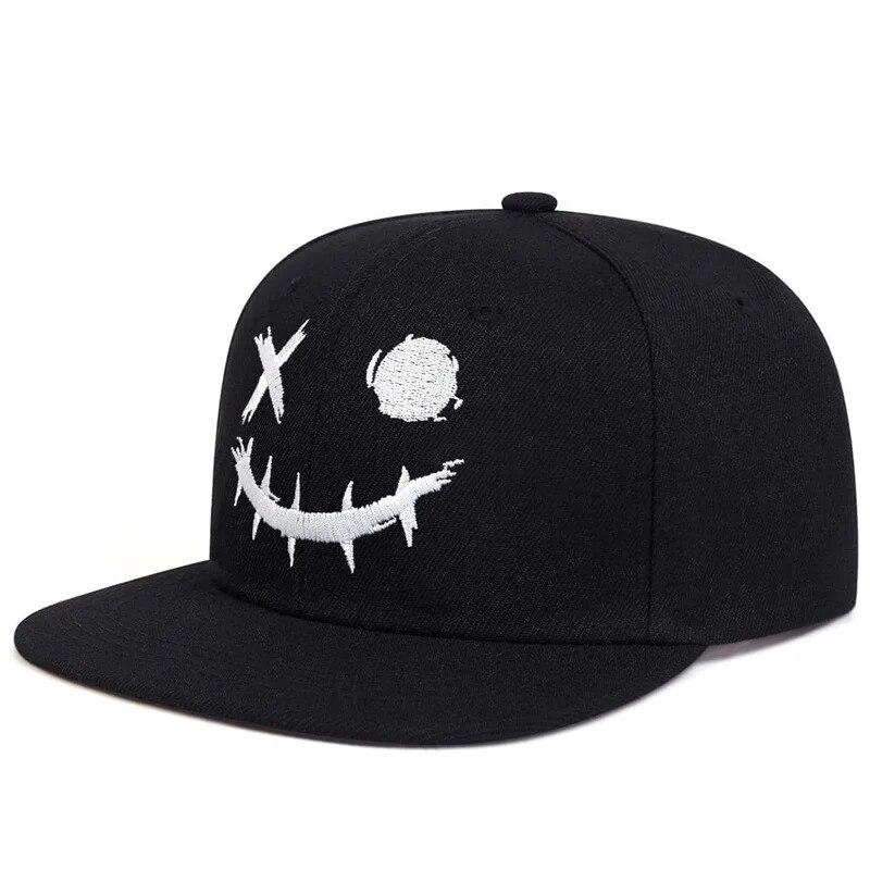 Unisex Xo Smiling Face Embroidery Hip-Hop Hats Outdoor Adjustable Casual Baseball Caps Sunscreen Hat