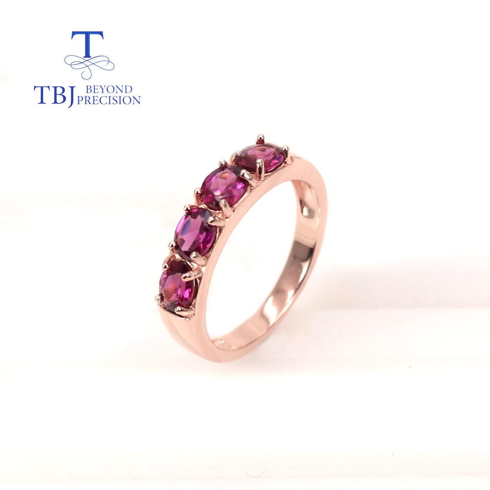 Classic Design Natural Rhodolite Garnet Ring Earring Jewelry Set 925 Sterling Silver for Women Daily Wear Fine Jewelry