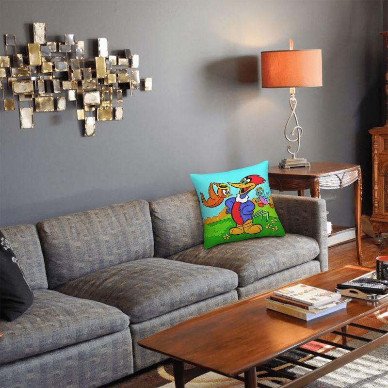 Custom Woody Woodpecker Cartoon Cushion Cover 40x40cm Anime Cute Funny Velvet Cute Pillow Cases for Car Sofa
