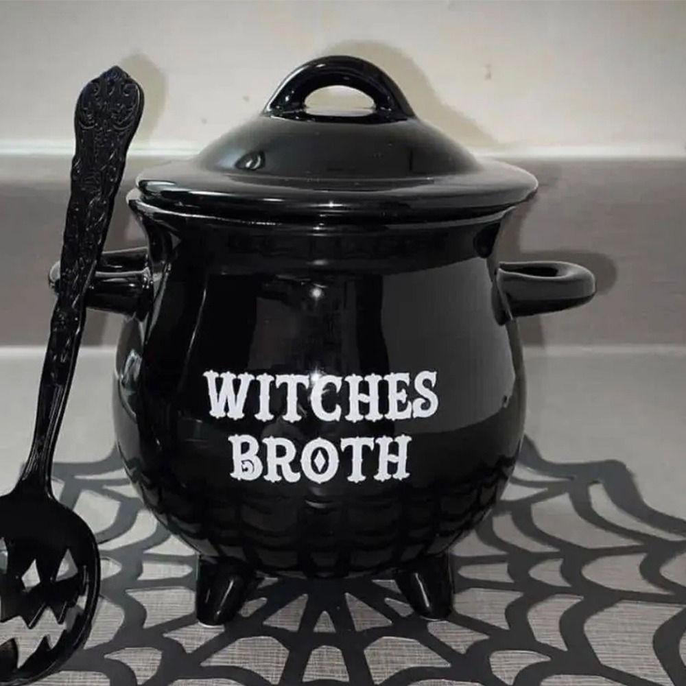 Decorative Witch Soup Bowl Black Witch Potion Cup Durable Witch Sugar Canister Kids