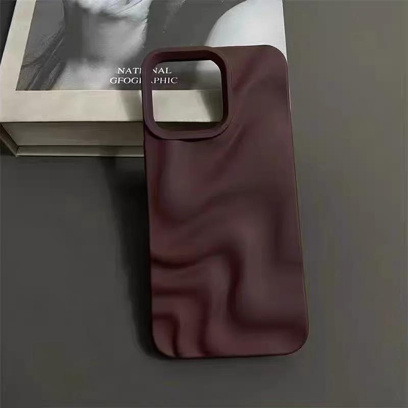 Jednobarevné pouzdro kompatibilní pro iPhone 7Plus 16 13 15 11 14 12 Pro Max X XS XR Max 6 8 6s Plus SE 3D nepravidelný vlnový kryt