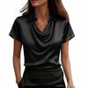 Summer Fashion Solid Color Casual Collar Swing Collar Button Professional Style Short Sleeve Top Fashionable Comfortable Soft Commuting Shirt
