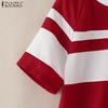 ZANZEA Women Casual O-neck Short Sleeve Summer Patchwork Dress