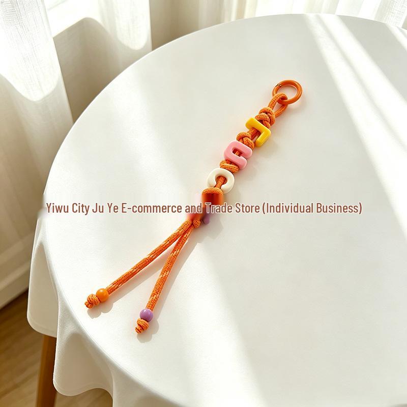 Miu Style Colorful Letter Bead Bag Charm - Dopamine Acrylic with Woven Rope