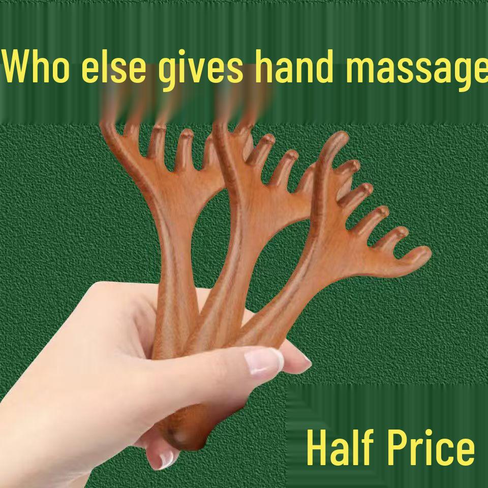 Natural Six-Claw Head Massage Comb for Scalp Therapy and Lymphatic Gua Sha