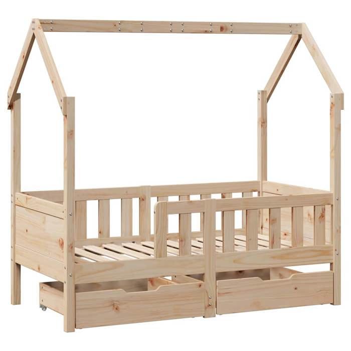VidaXL Bed Frames for Child and Drawers 80x160cm Solid Pine Wood, Bed for Child, Single Bed for Child, House Bed 3302041