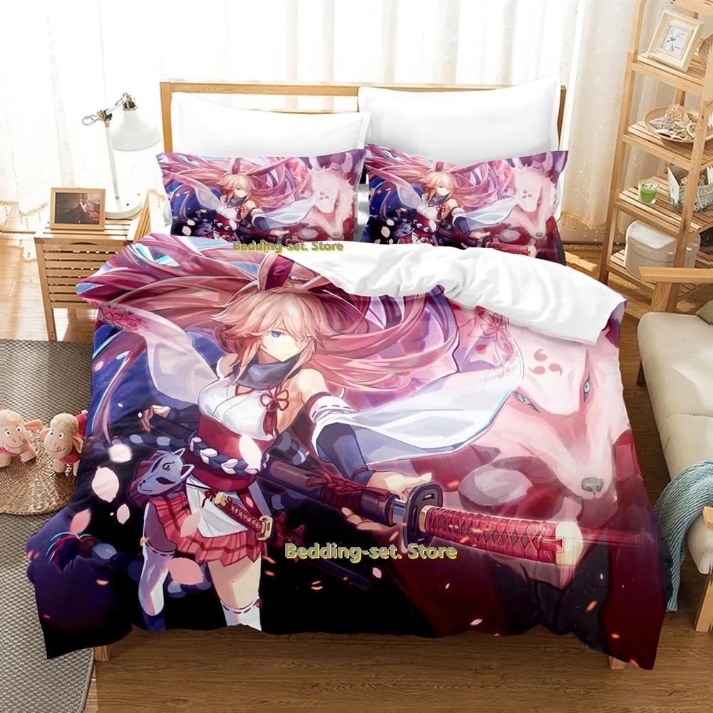 SkinFriendly Cozy Single Twin Full Queen King Benghuai Xueyuan Size Bed Adult Kid Bedroom Duvetcover Sets 3D Anime Quilt