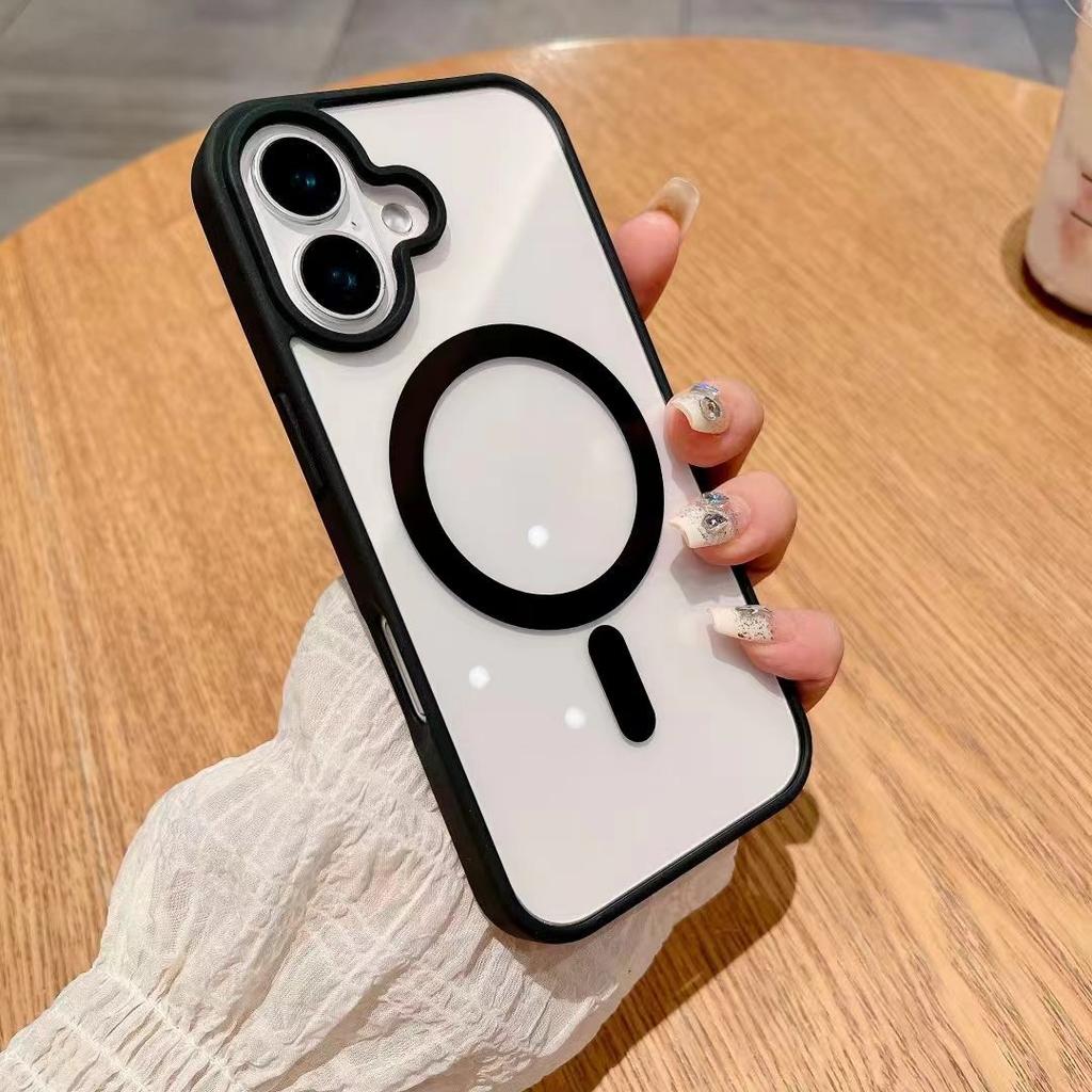 iPhone16promax mobile phone case acrylic transparent magnetic suction suitable for Apple 16 protective case 15 simple