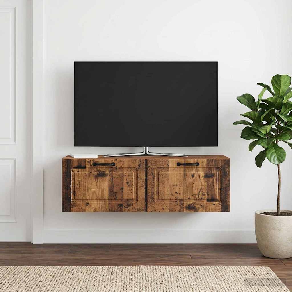 Wall Mounted TV Cabinet Reclaimed Wood Look 98 x 31 x 30 cm Particleboard