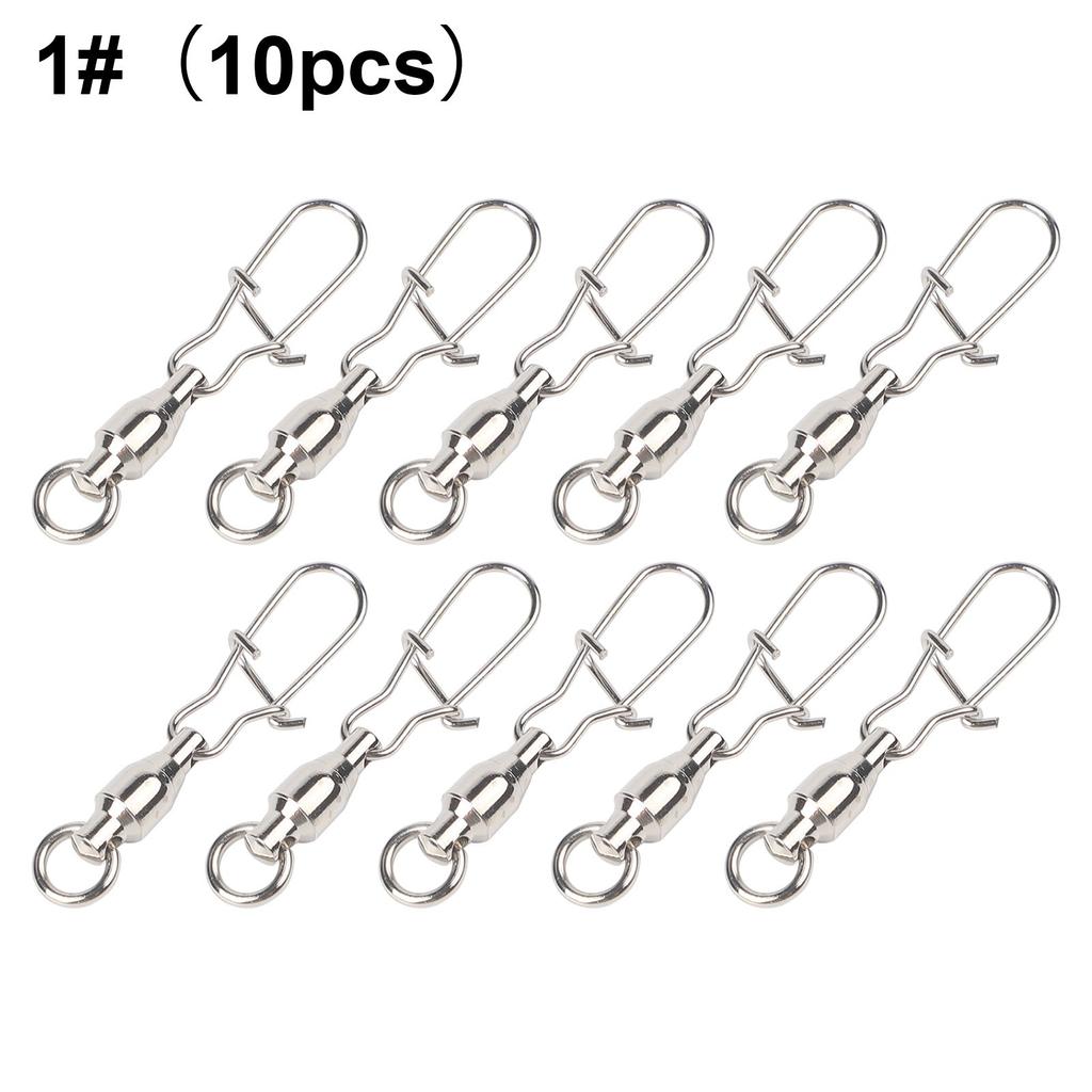 Stainless Steel Fishing Swivel Snap Connectors 3 Sizes 10 Pieces for Angling