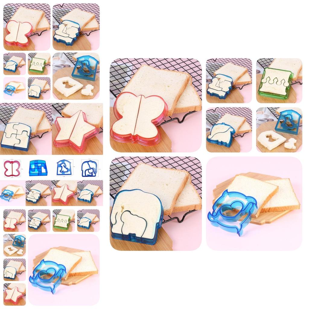 Versatile Plastic Sandwich Mold Set For Unique Toast Cuts Featuring Cute Dog And Star Shapes