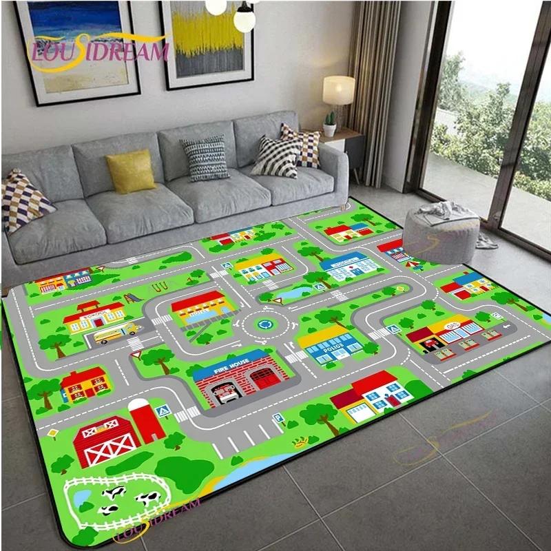 Alfombra Road Traffic Rout Map Carpet Living Room Sofa Coffee Table Bedroom Rugs Kitchen Kid Play Anti-slip Floor Mat Home Decor