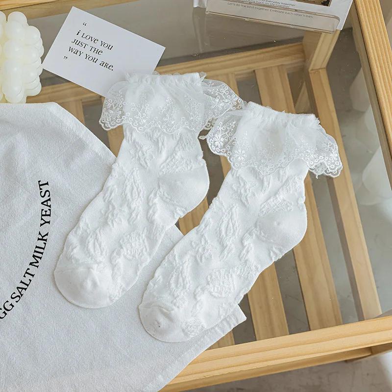 Korean Summer Sweet Lolita Lace Socks Princess Ruffle Sock for Girls Women Socks School Students White Socks